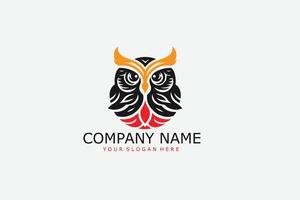 An owl logo design with a red and black color scheme vector