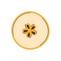 Hand drawn circle piece of pear cut crosswise. Slice of yellow pear fruit with seeds. Healthy lifestyle vector
