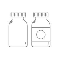 Outline medicine container icon for pills. Empty drugs bottle icon. Editable stroke vector