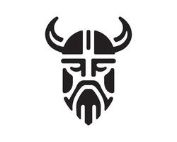 Viking head icon, black and white vector
