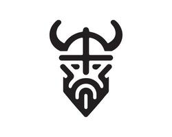 Viking head icon, black and white vector
