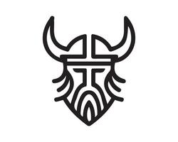 Viking helmet icon, line art, illustration vector