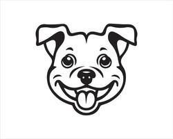 A black and white dog head with its tongue out vector