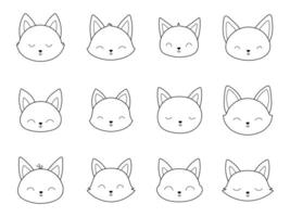 A set of different animal faces with different expressions vector