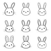A set of different rabbit faces, including a bunny, a rabbit, a rabbit, a rabbit vector