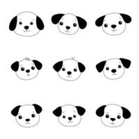 A set of different dog faces with different expressions vector