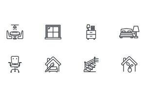 Home interior icon set..Editable stroke.linear style sign for use web design,logo.Symbol illustration. vector