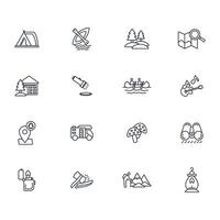 Camping icon set..Editable stroke.linear style sign for use web design,logo.Symbol illustration. vector