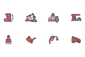 Oil and Gas icon set..Editable stroke.linear style sign for use web design,logo.Symbol illustration. vector