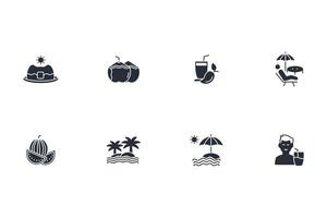 Summer icon set..Editable stroke.linear style sign for use web design,logo.Symbol illustration. vector