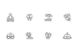 Summer icon set..Editable stroke.linear style sign for use web design,logo.Symbol illustration. vector
