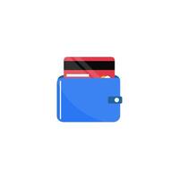 A blue wallet with a credit card in it vector
