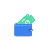 A wallet with money in it on a white background vector