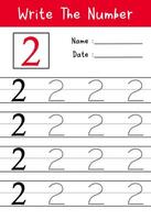 Write the number 2 worksheet vector