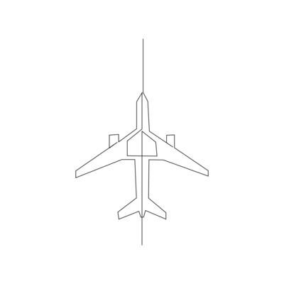 Continuous Aeroplan Line Art Design Minimalist One Line Aircraft Drawing