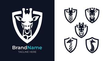 Collection of Simple Black White Giraffe Logos. This collection of simple black and white giraffe logos offering a variety of minimalist and stylish options to enhance your brands visual appeal vector