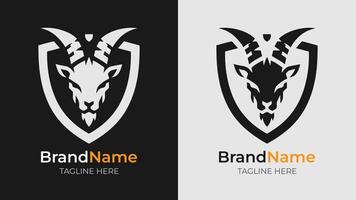 Clean Black and White Goat Logo Graphic. Featuring a clean black and white goat logo graphic, this design is versatile for various applications including business and personal use vector
