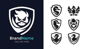 Minimalist Set of Black and White Duck Logos. This minimalist set of black and white duck logos offers a modern design. Ideal for contemporary brands looking to convey simplicity and elegance vector