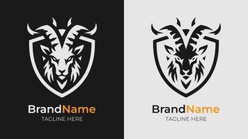 Stylish Black and White Goat Logo Badge. This stylish black and white goat logo badge provides a unique yet straightforward design, suitable for a variety of branding applications vector