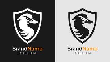 Modern Black and White Duck Logo. This modern black and white duck symbol stands out with its contemporary design, ideal for innovative and forward-thinking brands vector