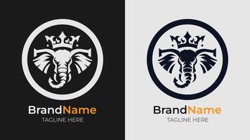 Stylish Black White Elephant Logo Graphic. Enhance your branding with this stylish black and white elephant logo graphic. Perfect blend of simplicity and elegance for a professional and polished look vector