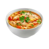A bowl of chicken noodle soup with vegetables png