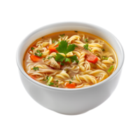 Homemade Chicken Noodle Soup Isolated on Transparent Background png
