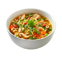 Delicious Chicken Noodle Soup with Vegetables on Transparent Background png