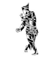 Pencak silat movements, with a twisting hand style vector