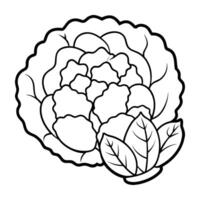 Cabbage and Cauliflower - A group of cabbage and cauliflower arranged together, outlined for a textured vegetable-themed coloring page. vector