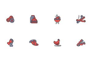 Meat icon set..Editable stroke.linear style sign for use web design,logo.Symbol illustration. vector