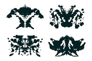 Hand-brushed symmetrical ink splash. Abstract Rorschach silhouette for psychological test concepts. vector