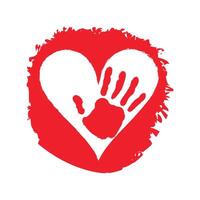 red hand day illustration of heart with red hand isolated vector