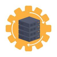 database server on cog wheels vector