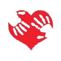 red hand day illustration of red hand with little hands vector