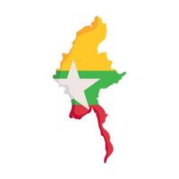 myanmar map and flag isolated vector