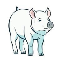 Cute piglet standing on farm, cheerful and small icon isolated vector