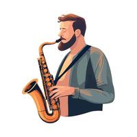 Man playing wind and brass instrument icon isolated vector