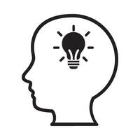 profile brain icon light bulb isolated vector