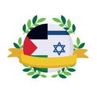 palestine and israel flags with olive branches design vector