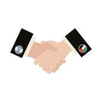 israel and palestine flags in handshake design vector
