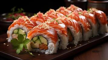 Sushi roll is brought to life in hyper-realistic detail, with vibrant colors and textures. Claudia Ficca's studio photography captures the essence of sushi roll against a pristine white background. photo