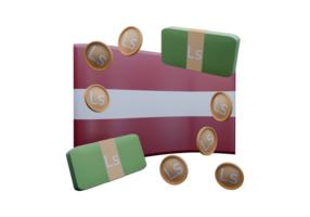 Alluring 3D render illustration of Latvia flag and currency called Lats png