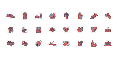 Fast food icon set..Editable stroke.linear style sign for use web design,logo.Symbol illustration. vector