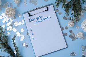Handwritten promises and aims. Preparation for new year new life new me. Visualizing wish list for 2025. Dreams plan action resolutions for coming year. Inspirational self improvement concept photo