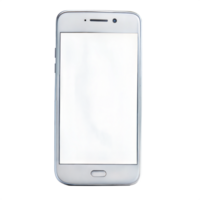 White smartphone showcasing a blank display, representing mobile technology and communication. png
