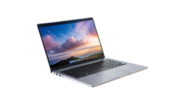 Modern silver laptop with a sleek design, ideal for work and multimedia tasks. png