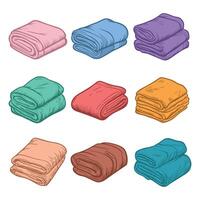 A set of folded towels and blankets vector