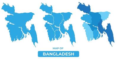 Bluescale Bangladesh map in different style border outline illustration set vector