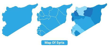 Bluescale Syria map in different style border outline illustration set vector